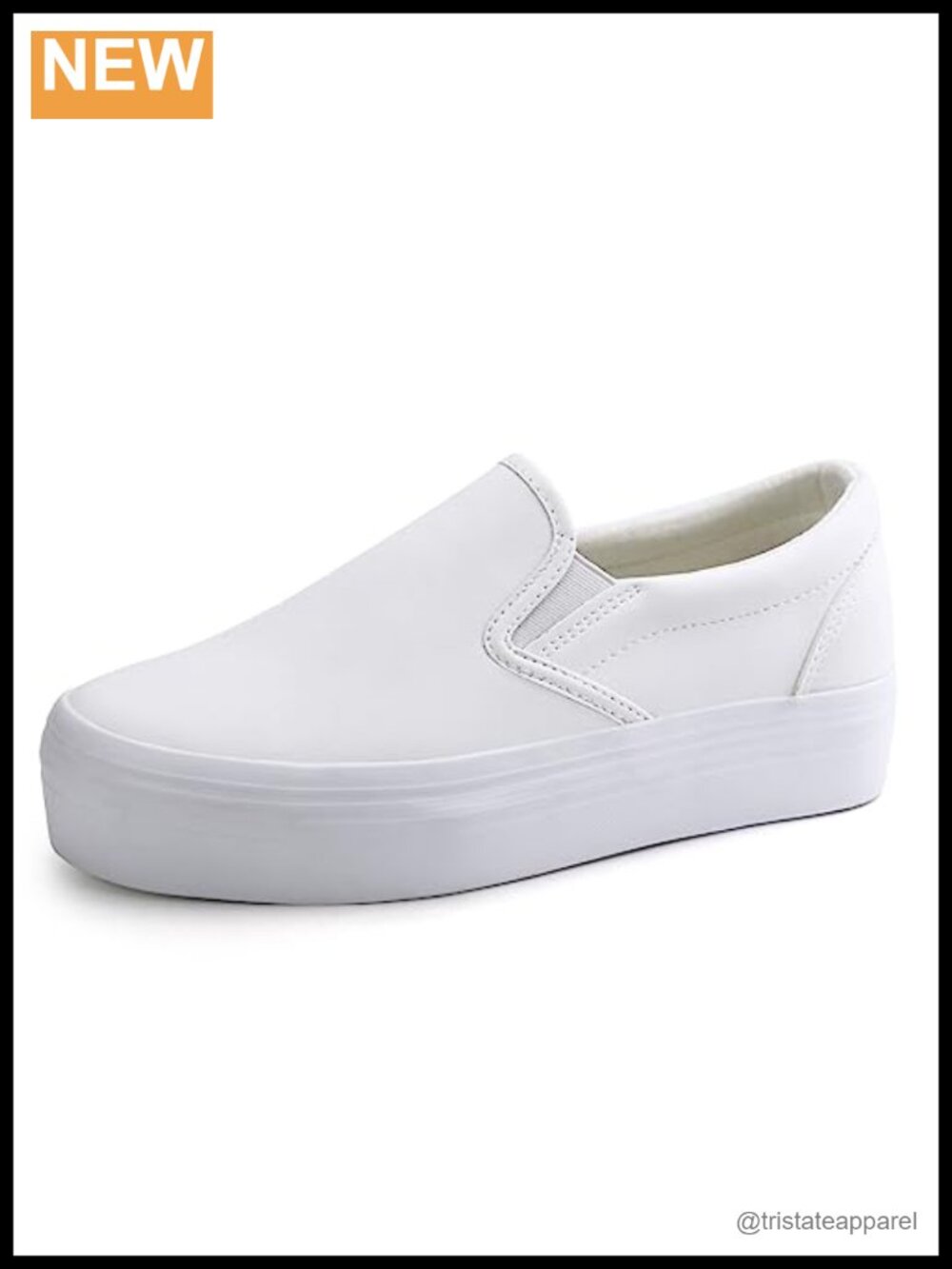 JABASIC Faux Leather Slip-On Platform Loafers Casual Comfort Walking Shoes